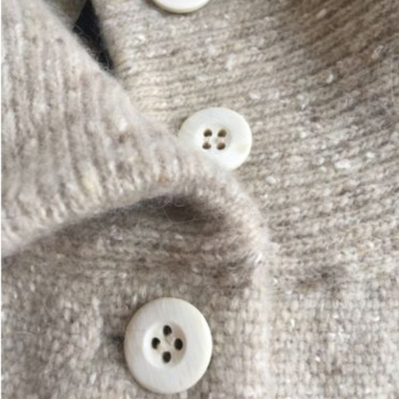 EILEEN FISHER Beige Speckled Wool Blend Cardigan - Picture 4 of 7